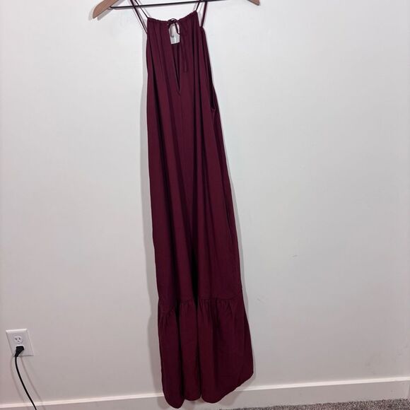 Banana Republic Halter Midi Dress NEW with tags Size Medium Tall Red Wine - Picture 4 of 14